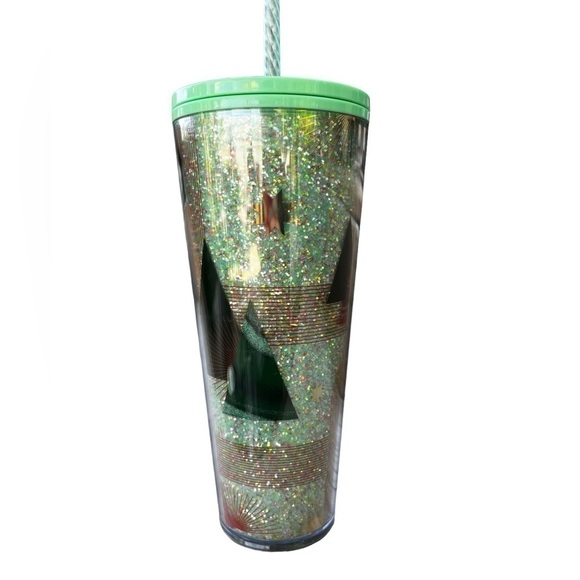 Starbucks 2020 Christmas Glitter Green Cold Cup Tumbler 24 oz - Picture 1 of 8